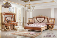 Ensemble de meubles de chambre à coucher de style turc sculpté à la main, en teck, finition dorée polie, taille personnalisée, marque DSTEXPORTS, OEM