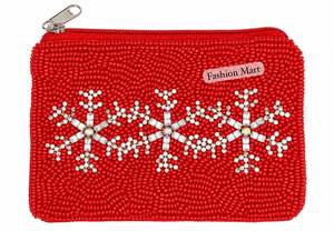 Handmade beaded coin purse <b>Christmas</b> <b>tree</b> <b>mini</b> wallet Red zipper closure purse Cute beaded wallet Fashion coin purse - Product Image 3