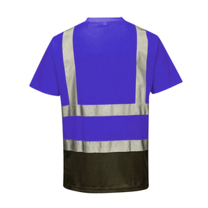 เสื้อยืดนิรภัยสะท้อนแสงสีน้ำเงินสำหรับผู้ชาย แห้งเร็ว ผลิตจากโพลีเอสเตอร์ เหมาะสำหรับงานกลางแจ้ง แขนสั้น ใส่สบายในฤดูร้อน - Product Image 3