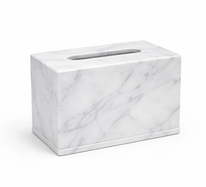 Black <b>Marble</b> Tissue Box with Gray Veins Modern Free Standing Square Shape 100% Eco-Friendly JANNAT EXPORT - Product Image 2