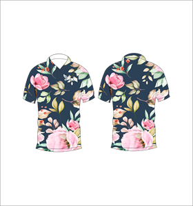 เสื้อโปโลลายดอกไม้สีเข้มแบบกำหนดเอง เสื้อกอล์ฟทีมพรีเมียม ระบายอากาศได้ดี แขนสั้น แบบซับลิเมชั่น เสื้อผ้าลำลองสำหรับออกกำลังกาย - Product Image 4