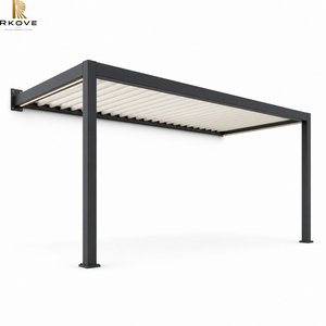 Pérgola Bioclimática Motorizada de Aluminio RKOVE RK-C1 Premium de 3x6m, Montada en Pared, con LED Cálido para Cafetería, Pasillo o Terraza - Product Image 1