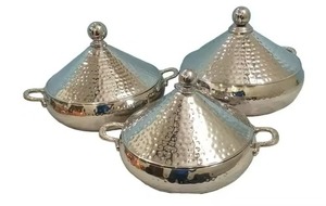Casserole en métal martelé doré avec couvercle en verre, ustensile de cuisson rond durable pour cuisinières à gaz et à induction - Product Image 2