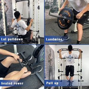 Blu 1000Lbs capacità regolabile casa palestra sistema Multi-funzionale Power Cage Pullup Squat Rack Olympic Bar completo Fitness - Product Image 3