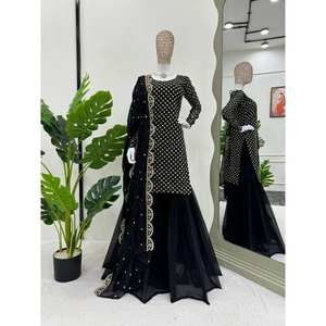 Conjunto de traje de talla XL para fiesta con hilo y trabajo de secuencia para un aspecto elegante - Product Image 1