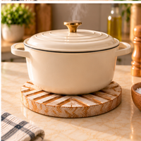 Sous-plats en bois pour casseroles chaudes, motif chevron moderne, antidérapants, résistants à la chaleur, pour plats et poêles, 8 pouces, blanc vieilli