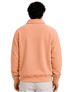 Peach Men Oversized Quarter Zip Sweatshirt Pullover Fleece Cotton Polyester Casual Winter Sweatshirt With <b>Stand</b> Collar Zip Neck - Product Image 2