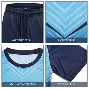 Ensemble de maillot de tennis sublimé pour homme Gradient Blue Moisture, manches courtes, coupe athlétique, tissu respirant, vêtements d'été - Product Image 4