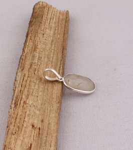 Natural Gold Rutile Stone Pendant in <b>Solid</b> 925 <b>Silver</b> Minimalist Oval Crystal <b>Necklace</b> Simple Wealth Stone Daily Wear Jewelry - Product Image 4