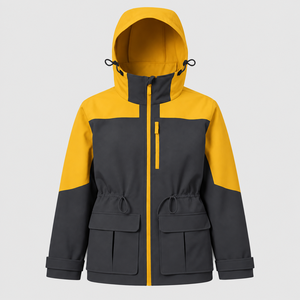 Men Hooded <b>Waterproof</b> Windbreaker Jacket Custom Winter Outdoor <b>Parka</b> Coat Color Block Full Zip Multi Pocket Design Casual Wear - Product Image 4