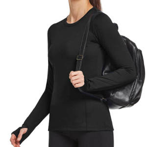 Women's <b>Black</b> <b>Long</b> <b>Sleeve</b> Crew Neck T-Shirt Loose Fit Breathable Quick Dry Knitted Casual <b>Top</b> All Seasons - Product Image 6
