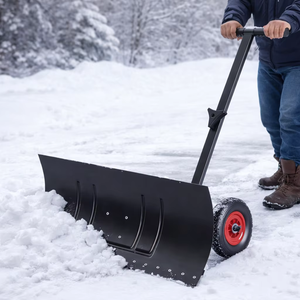 Pousse-neige à lame en acier de 30 pouces de large avec roues, lame et poignée réglables, pelle à neige en acier pour allée et usage extérieur ODGWTO017 - Product Image 1