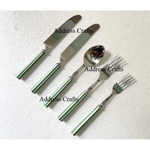 High Quality Stainless Steel Flatware Set With Resin Handle 5 Pcs Cutlery Silverware Mirror Polished Spoon <b>Fork</b> Knife Tableware - Product Image 5