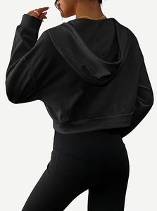 Women's Casual Long Sleeve Crop Top Hoodies Pullover Sweatshirt with Drawstring and <b>Dropped</b> Shoulders hoodies - Product Image 3
