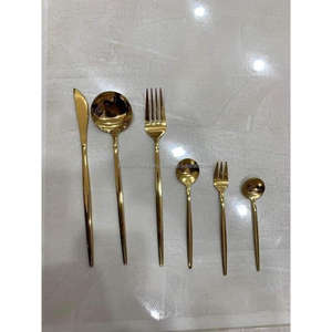 Juego de Cubiertos Dorados para Cena de Boda, Juego de 5 Piezas, Cubiertos de Lujo, Aptos para Contacto con Alimentos, Impresión de Logotipo Personalizado - Product Image 4