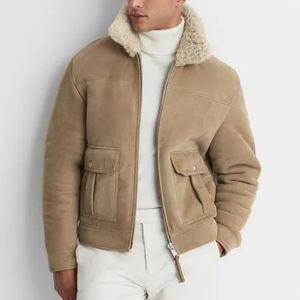 Chaqueta de Cuero para Hombre, Estilo Bomber, Forro de Piel de Oveja, Cómoda, Multicolor, en Oferta - Product Image 2