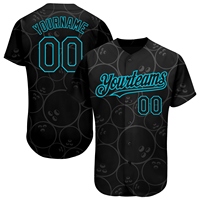 Vente en gros directe OMMIZ INDUSTRY Maillot de baseball authentique personnalisé noir et bleu motif 3D boule de bowling