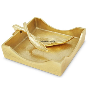 Qualité supérieure, parfait pour la vaisselle et la cuisine, porte-serviettes en forme de feuille, forme carrée, finition élégante or et argent - Product Image 6