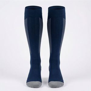 Knee High <b>Running</b> <b>Socks</b> Breathable Striped Design for Adults Sports <b>Compression</b> Support Standard Thickness Knitted Style - Product Image 1