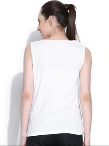 Camiseta sin mangas con estampado de piña para mujer, cuello redondo, informal, 100% algodón, transpirable, diseño de logotipo en la parte delantera - Product Image 5