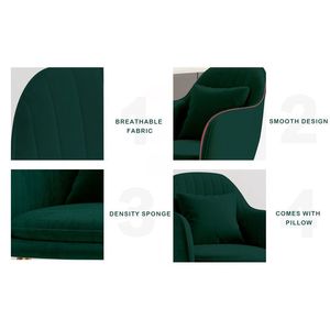 Metà secolo Club Guest braccioli mobili in velluto verde con gambe in metallo dorato soggiorno sala da pranzo Set di 2 sedie di accento - Product Image 6