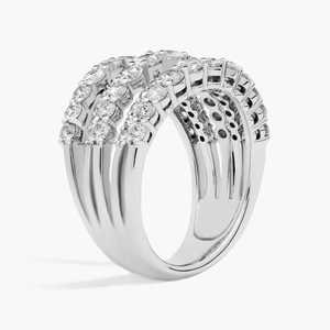 แหวนเพชรเลี้ยงในห้องปฏิบัติการทรงกลมหลายแถวสำหรับผู้หญิง ทอง 10K 14K 18K เงินแท้ 925 935 - Product Image 3
