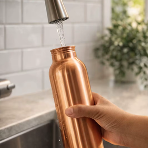 100% Pure <b>Copper</b> Food Grade Anti-Bacterial Detox Water <b>Bottle</b> with Leakproof Lid 950ml Microwave & Dishwasher Safe - Product Image 2