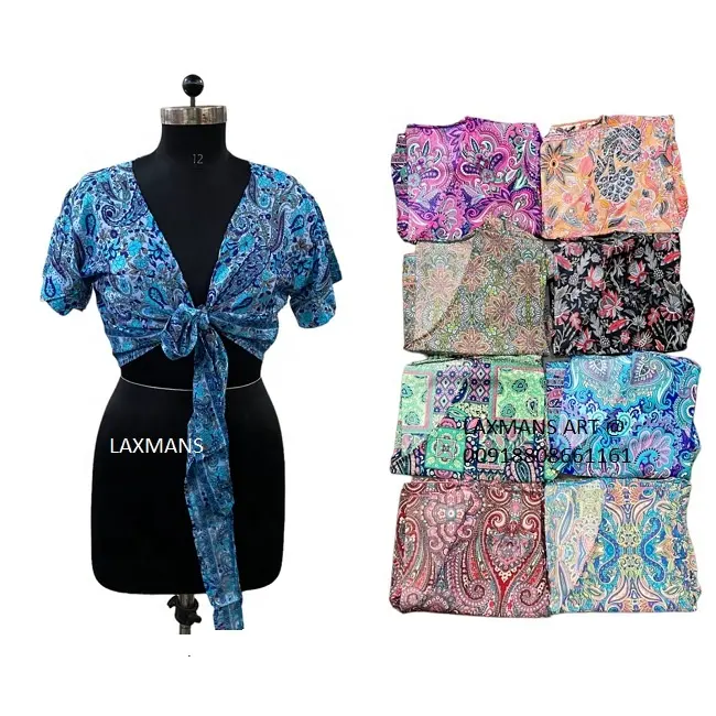 poly silk rayon printed mini ladies tops bohemian printed ladies tops summer tops rayon tops silk tops hot selling silk tops