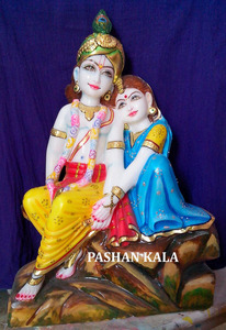 Main Blanc Marbre Radha Krishna Statue - Product Image 5