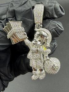 Colgante de Dinero con Moissanita Iced Out, Diseño Hip Hop de Dibujos Animados, Acabado en Oro Blanco de 14K - Product Image 5