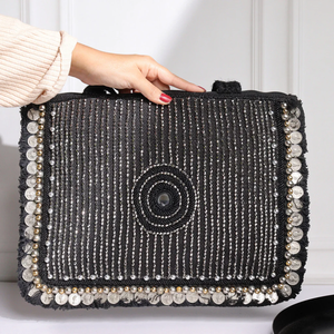 Sac fourre-tout tendance multicolore à fleurs, orné de perles faites à la main, avec poignées en bambou, pour femmes, directement de Whimsy Art Craft - Product Image 1