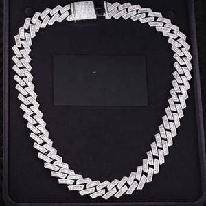 925 Silver Moissanite <b>Diamond</b> Cuban <b>Chain</b> White Gold Two Tone Hip Hop Necklace for <b>Men</b> Fashion Jewelry - Product Image 5