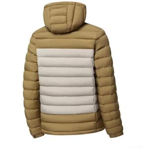 Best Price Men's Hooded Color Blocking Plaid Puffer <b>Jacket</b> Windproof Zipper Front Casual Winter Outerwear <b>Thick</b> Regular Fit - Product Image 2