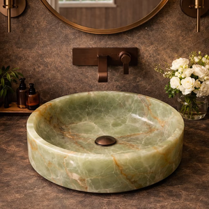 Natural Green Onyx Stone Vessel Sink Modern Rectangle Luxury Bathroom Countertop <b>Basin</b> Handmade Wash <b>Basin</b> - Product Image 1