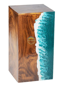 Wholesale Artistic Ocean Wave Resin & Natural Wood Cremation Urn Handcrafted Memorial Urn for Human Ashes by AYAANS - Product Image 2