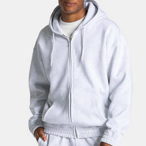 Sudadera con capucha de hombre gruesa de peso pesado con cremallera completa, estilo oversize streetwear, con bordado personalizado - Product Image 6