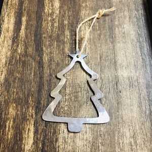 Metal Christmas <b>Tree</b> <b>Ornament</b> with Heart Cutout Handcrafted Hanging Decor Traditional Style - Product Image 2