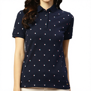 Polo de Mujer, Manga Corta, Informal, Tejido Transpirable, Largo Regular, 100% Algodón, Estampado - Product Image 1