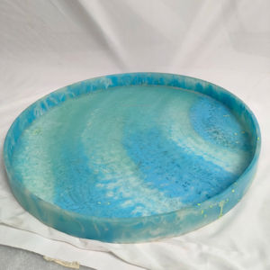 Plato de Servir Artesanal de Resina, Moderno y Lujoso, con Patrón en Espiral, Textura de Mármol Premium, Duradero y Personalizable, para Comedor - Product Image 1