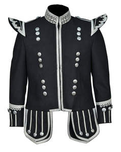 Chaqueta de Estilo Negro para Hombre, Cuello Alto, Manga Larga, Cierre de Botones, Ribete Blanco a Rayas, Poliéster, Corte Regular - Product Image 4