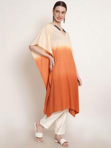 High Quality Designer Rayon <b>Kaftan</b> Tie Dyed <b>Summer</b> Daily Wear Regular Fit Washable Three Quarter Sleeve Best Price - Product Image 3