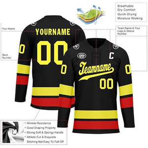Maillot de hockey sur glace personnalisé en gros, fournisseur OEM USA, uniforme d'équipe personnalisé, chemise de hockey, sublimation, broderie, en vrac, 100% personnalisable - Product Image 3