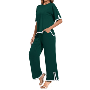 Ensemble de survêtement décontracté 2 pièces pour femme, motif uni, avec pantalon assorti, idéal pour l'été et les voyages, collection 2026 - Product Image 6