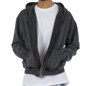 Sudadera con Capucha Extra Grande de Algodón Grueso French Terry 400G de Nesta Sports, Unisex, con Doble Cremallera y Lavado Ácido - Product Image 1