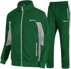 Ensemble sweat-shirt à capuche vert pour homme, coupe classique, couleur unie, pantalon de jogging décontracté avec poches, respirant, tricoté, 100% coton - Product Image 6