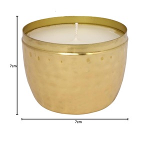 Unique design gold coated aluminum candle jar with lid scented soy wax candle decorative <b>hammered</b> metal candle <b>holder</b> - Product Image 2