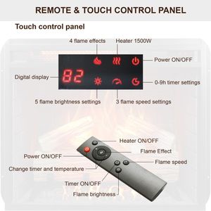 Inserto per Caminetto Elettrico da 23 Pollici con Fiamma Realistica, Riscaldamento a Infrarossi, Telecomando, Timer, Protezione dal Surriscaldamento, Set di Legna Incluso - Product Image 3