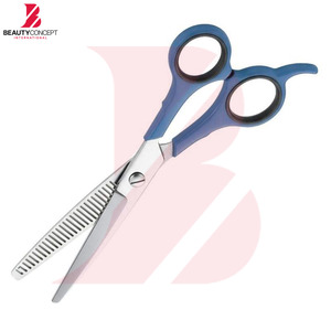 Ciseaux à effiler professionnels en acier inoxydable avec manche en plastique bleu foncé pour la coiffure et la texture des cheveux - Product Image 3