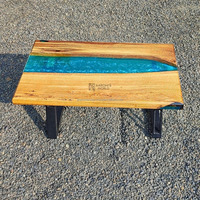 Nouvelle table basse traditionnelle en bois de mangue avec collection de meubles de salon de cuisine en résine époxy comprend une table de lampe à usage domestique