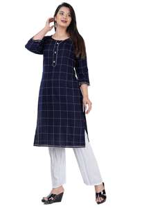 Salwar Kameez de Algodón con Estampado Floral Azul para Mujer, Estilo Étnico, Informal, para Fiestas, Bodas, Verano, Corte Regular, para Todas las Temporadas, Cuello en V, Tres Piezas - Product Image 3